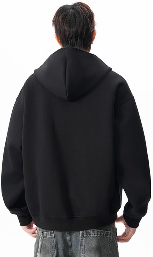 [BE Thrived] パーカー メンズ 長袖 ジップパーカー ユニセックス 裏起毛 厚手 ドロップショルダー ショート丈 スナッ