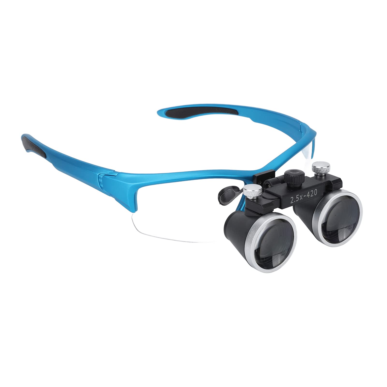 Brrnoo Loupes à Tête éclairée, Loupes Chirurgicales Dentaires Loupes 2,5X, Distance Optionnelle Loupe De Tête, Loupe De Réparation De Montre, Vernis terne Bleu