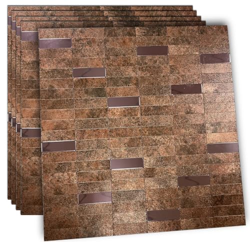 XUANINY Peel and Stick Tile Backsplash Self- Adhesive Wall Tiles Aluminum Mosaic Sticker for Kitchen (11.33"x11.92" Per Sheet, Pack of 5 pcs) (Copper 5)