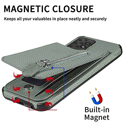 Carteira de cartão com zíper capa de couro para telefone para Samsung Galaxy M53 M33 M23 A82 A73 A72