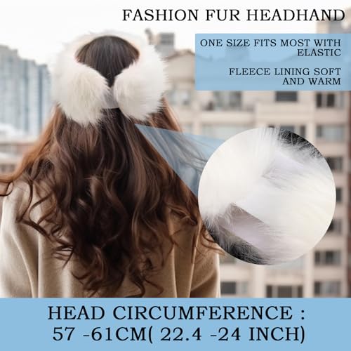 Ramede 4 Pcs Women's Faux Fur Bikini Bra Top Fur Headband Wrist Cuffs Bikini Panties Set Furry Suits for Women Swimsuits4