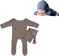 Vista 23 de Moda recién nacido niños niñas bebé sesión de fotos accesorios trajes ganchillo ropa sombrero de cola larga pantalones accesorios de fotografía