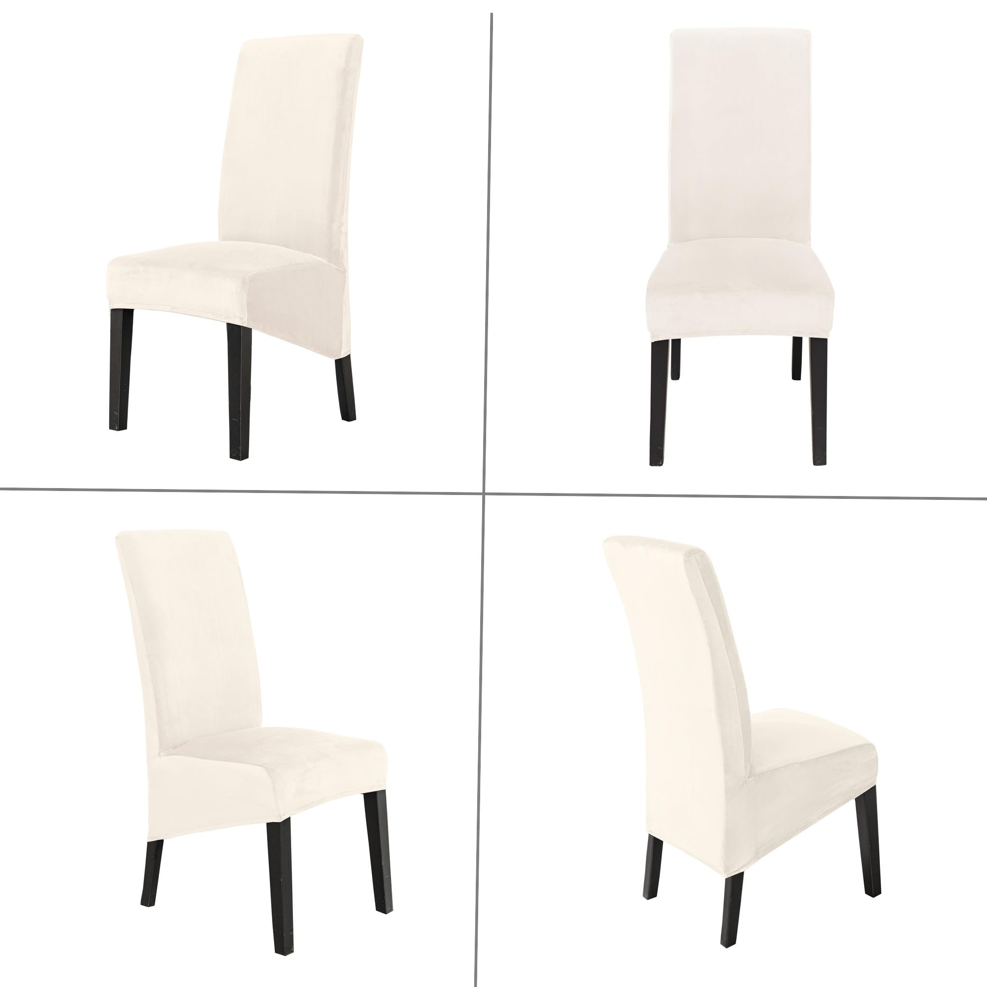 EBETA Funda para Silla in Terciopelo, XL Sedia da pranzo elástica Comedor Fundas Cubiertas para sillas, Cubre Funda Protectora Sillas Lavables para Banquetes Hogar Restaurante Hotel (Blanco, 6 Piezas)