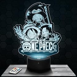 Lampara Mesilla De Noche Niños Lámpara de mesilla de noche, luz nocturna táctil Ace Sabo Luffy Manga lámpara LED ilusión 3D, idea de regalo para niños y niñas, Navidad, lámpara de mesilla de noche para niños o adultos. TOP