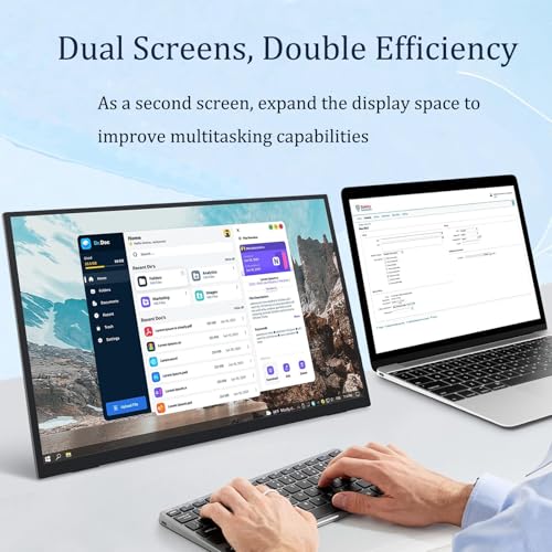 Image of Portable Monitor, 18.5 Inch 1080P 60Hz IPS HDR Portable External Screen | USB-C HDMI Second Screen for Laptop PC Mac Phone, Built-in Adjustable Stand Dual Speakers, for Travel and Daily Work