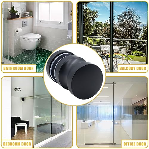 Image of 2 Pack Shower Glass Door Handle, Stainless Steel Shower Doors Knob One Sided Pull Hardware for Bathroom Glass Doors (Black)