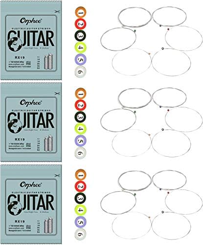 3 Sets Orphee RX19 Nickel Plated Steel Colorful Ball-End Electric Guitar Strings Medium 011, 014, 018, 026, 036, 050