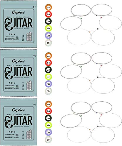 3 Sets Orphee Rx19 Nickel Plated Steel Colorful Ball-End Electric Guitar Strings Medium 011, 014, 018, 026, 036, 050 #TOP3