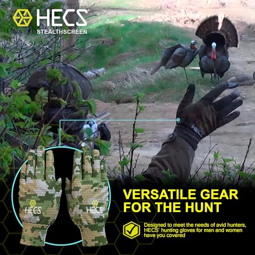 HECS Hunting HECStyle Stealth Screen &ndash; Lightweight-Camo Gloves Featuring Patented Technology for Men and Women - Hunting Accessories & Outdoor Apparel - Anywhere - Large
