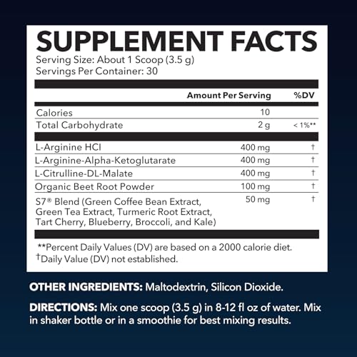 Image of L-Arginine Powder - Nitric Oxide Supplement for Men and Women with L-Citrulline and Beet Root - Pre and Post Workout Support for Endurance and Recovery - Unflavored, 1 Month Supply (30 Scoops)