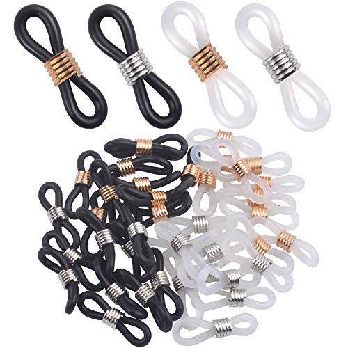 Eyeglass Chain Ends, 40 Pieces Adjustable Rubber Spectacle End Eyeglasses Strap Holder Loop