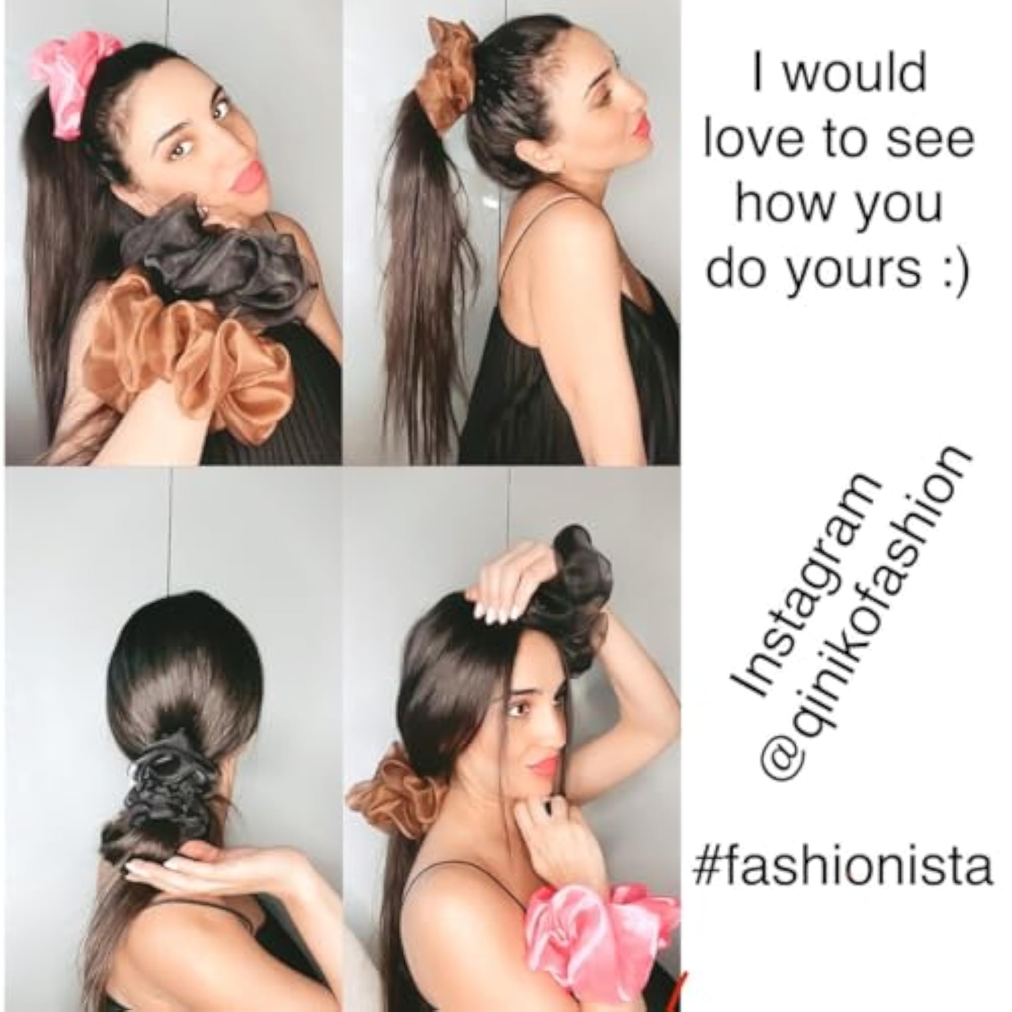 Organza Scrunchies Tie Elastic Large Hair Set of 4 pcs