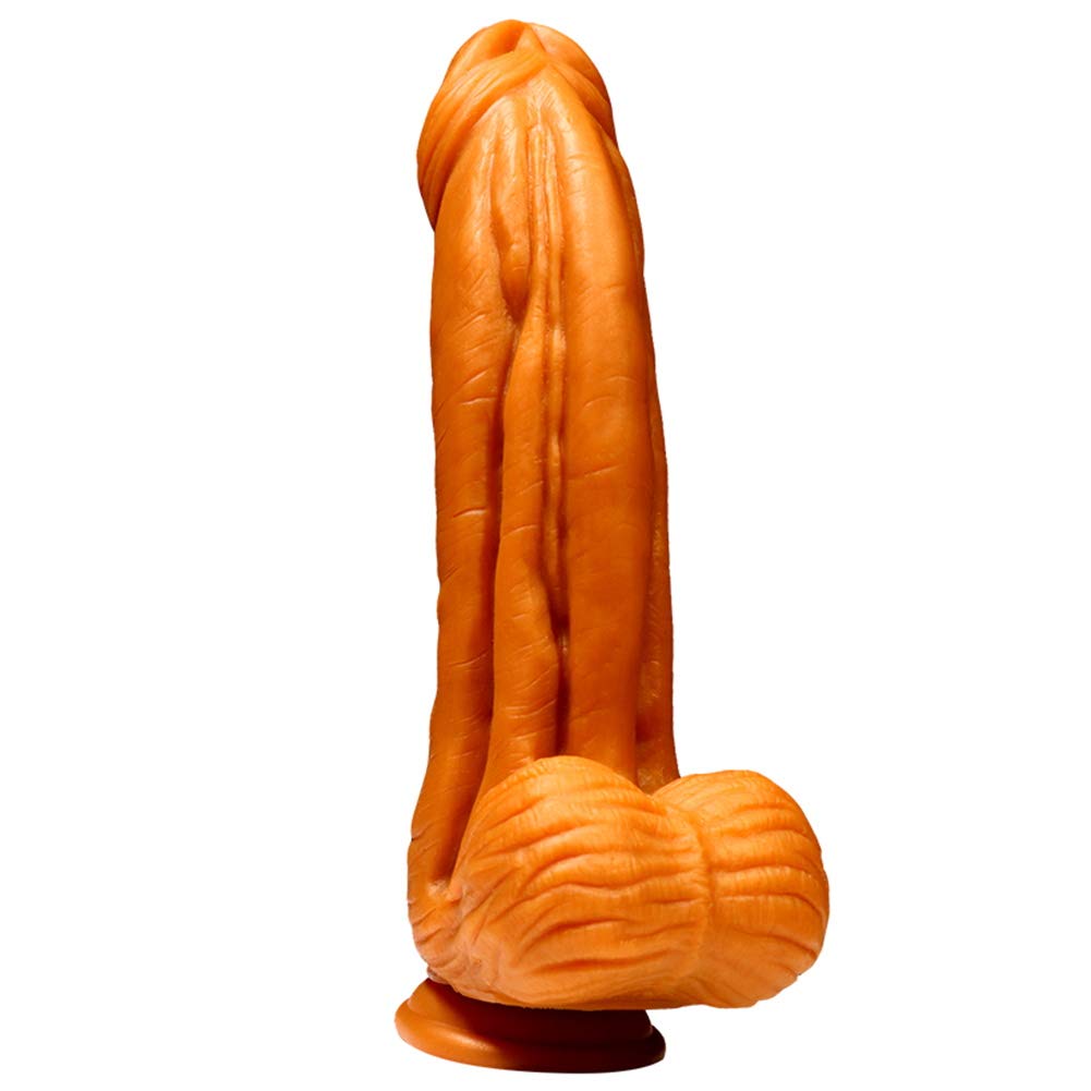 Riesiger Dildo Flüssiges Silikon Realistischer Big mit Starkem Saugnapf, Hoden und Venen Stimulation Großes Sexspielzeug für Männliche Frauen 25 * 6cm