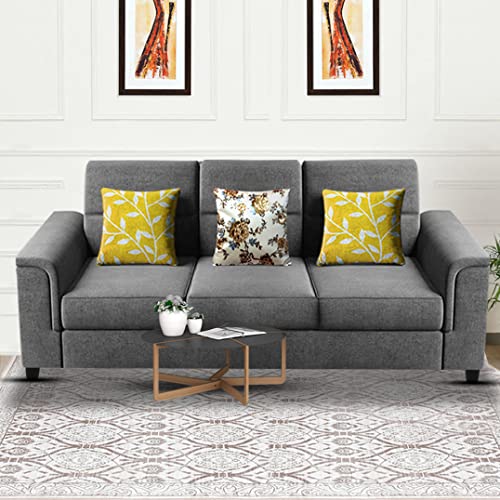 Image of Casaliving Nancy 3 Seater Sofa Set for Living Room | Colour - Grey Sofa Set