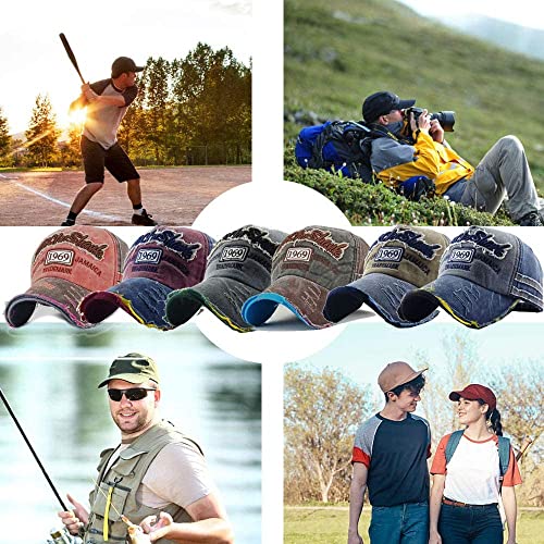 Image of 1969 Denim Washed Stylish Cap for Men Women with Brim (Fit to Head Size - Approx 54CM to 60CM)