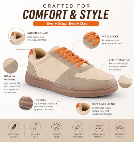 Image of Cruiser Men's Sneakers | Cushioned Insole Comfortable Shoes | Trendy & Stylish Modern Sneakers | Durable TPR Sole Casual Walking Footwear (2681)