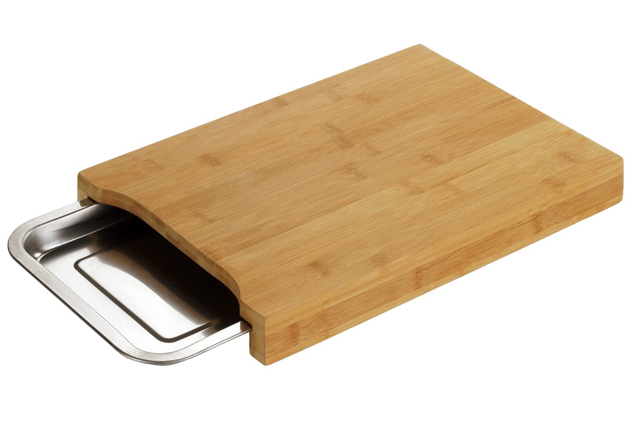 Planche à découper avec tiroir coulissant en bois marron Maximex