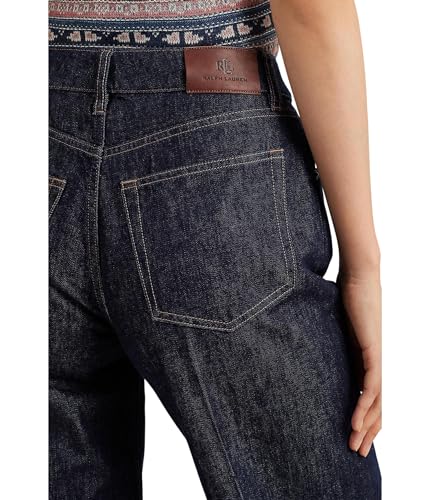 LAUREN Ralph Lauren Women's Mid-Rise Wide Leg Jeans in Deep Rinse Wash Size: 14 Inseam: 283