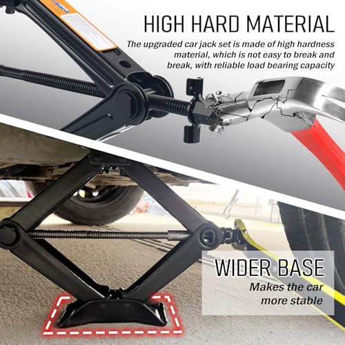Image of Scissor Jacks Set,2 Ton Portable Car Jack Kit with Lug Wrench & Scissor Jack Handle & Lug Nut Socket,Professional Tire Changing Kit as Auto Emergency Kits for Most Auto,SUV