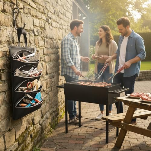 Grill Tool Accessory Storage Bag Roll Up, BBQ Tools Carry Orangizer Case for Grilling Utensil, Large Oxford Cloth Griddle Classifiable Holder for Outdoor Camping Barbecue Hiking Picnic Trip(Box Only) by SAIKA - Used condition - Image 7