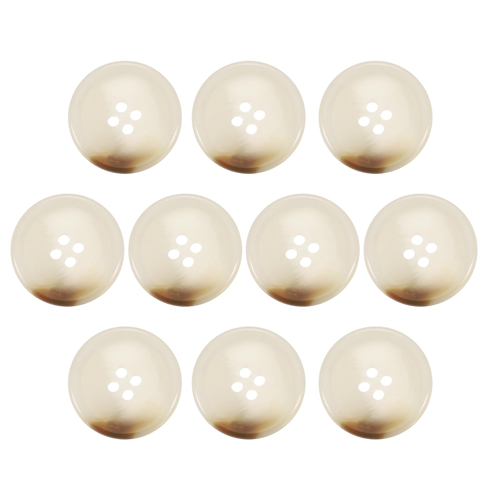 sourcing map 10pcs Resin Sewing Button, 30mm 1 3/16-Inch 4 Holes Round Pattern Flatback Buttons for Coat, Suits, Clothes Garment & DIY Crafts, 1#Beige