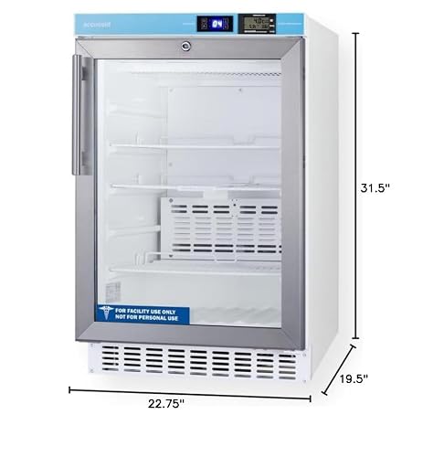 Accucold 2.65 cu.ft. Medical Refrigerator, 20” Wide, Vaccine Refrigerator, ADA Compliant, Glass Door- ACR46GL