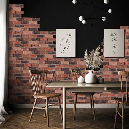 szgwtk 3D Wandpaneele Selbstklebend, 30x 30cm 10 Stück 3D Ziegelstein Tapete PVC Wandaufkleber Wasserdicht Wandtapete für wie Spielzimmer, Büros, Hotels, Wohnzimmer, Schlafzimmer und Küchen.