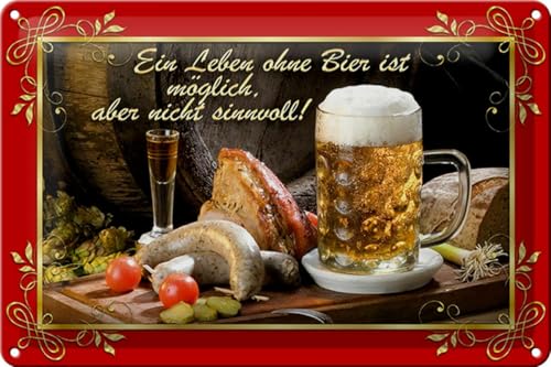 Blechschild 30x20cm Ein Leben ohne Bier ist möglich aber Spruch Lustig Sprüche Schild
