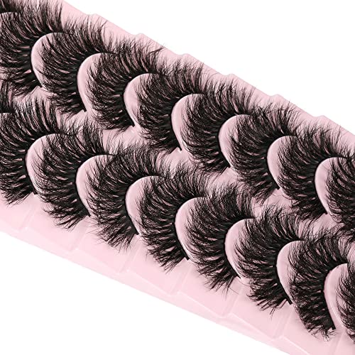 wiwoseo False Eyelashes Fluffy Wispy Styles Faux Mink Lashes Fluffy 3D Effect 19MM Fake Eyelashes 10 Pairs Pack