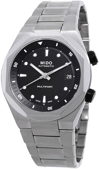 MIDO Multifort 8 Two Crowns - Swiss Automatic Watch for Men - Stainless Steel, 40mm Case - Octagonal Bezel