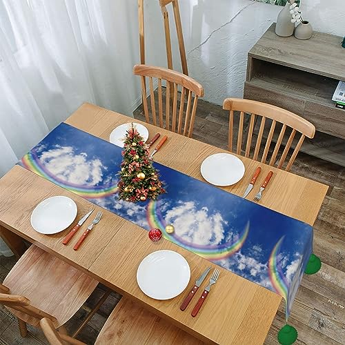 Chemin de table de Noël 152 cm lavable avec pompons décoratifs - 8