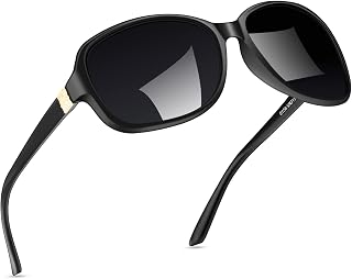 SIPHEW Polarized Sunglasses for Women - Vintage Square Wraparound UV400 Shades for Round/Oval Faces