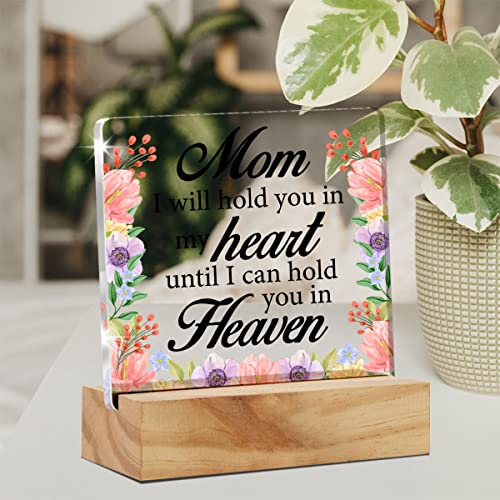 Acrylic Mother Sympathy Gift Mom Memorial Desk Decor Present, Loss Of Mother Decorative Clear Acrylic Desk Plaque Sign With Wood Stand For Home Birthday Mother's Day Xmas #TOP2
