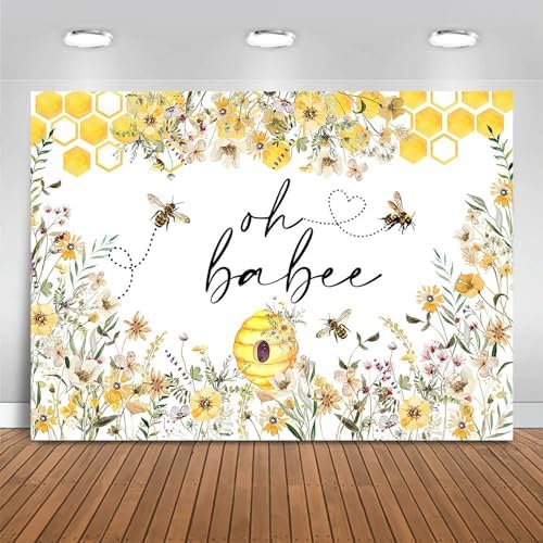 Oh Babee Honey Wildflower Round Baby Shower Backdrop