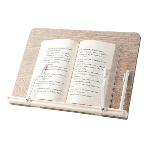 Deronder 読書スタンド、データホルダー、傾斜台、卓上ライティングボード、角度調整可能、軽量、木製、学習台、製図台、パソコンスタンド/デスク (木の色,L(39*28cm))