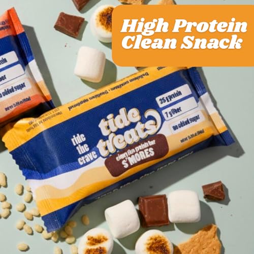 Image of Tidetreats Crispy Rice Protein Bars - High Protein Snack with 25g Protein, Low Sugar, 7g Fiber, Gluten Free, Clean Ingredients - Healthy Energy Bars - 8 Count, Variety Pack