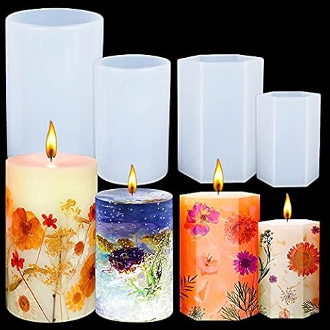 ASTER 4 Stück Kerzenform DIY Silikonform Kerzen Gießform, Zylindrische Kerzen Formen, Candle Mold Harzgussform für Kerzenherstellung, Handgefertigte Seife, Duftkerzen, Handwerk Ornamente (4 Größen) Cover