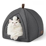 猫ハウス 猫ベッド 2way 折りたたみ 取り外し可能なクッション付き 滑り止め底 収納簡単 持ち運び便利 小型犬/猫/小動物用 (グレー, 40*40*40cm)