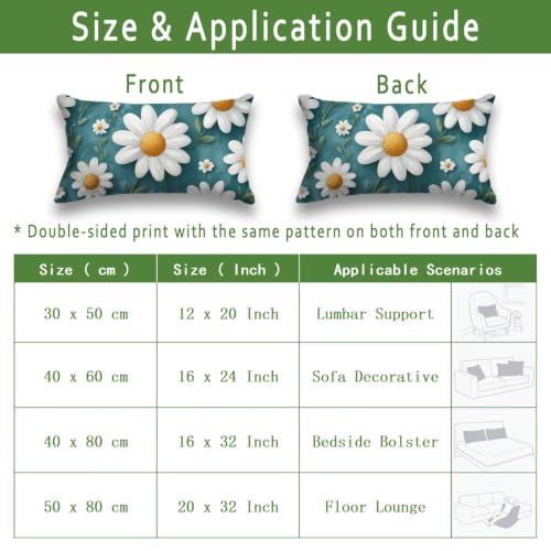 Taie oreiller 40x60 imperméable extérieur en lin à fleurs lot de 2 - 3