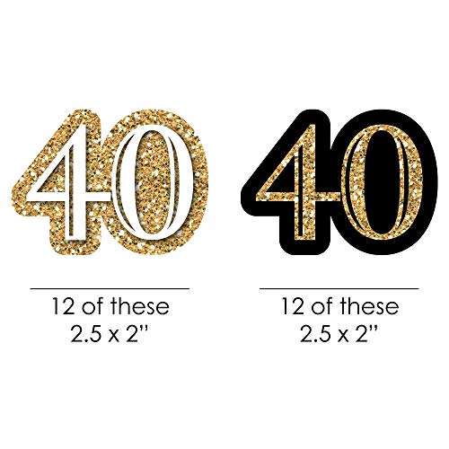 Adult 40th Birthday - Gold - Pitillos de Papel Decorativos miniatura 2