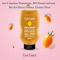 Vista 3 de Cosi Come - Ketchup italiano de tomates amarillos, 9.88 oz (280 gr), sin conservantes, sin sabores artificiales, sin OMG