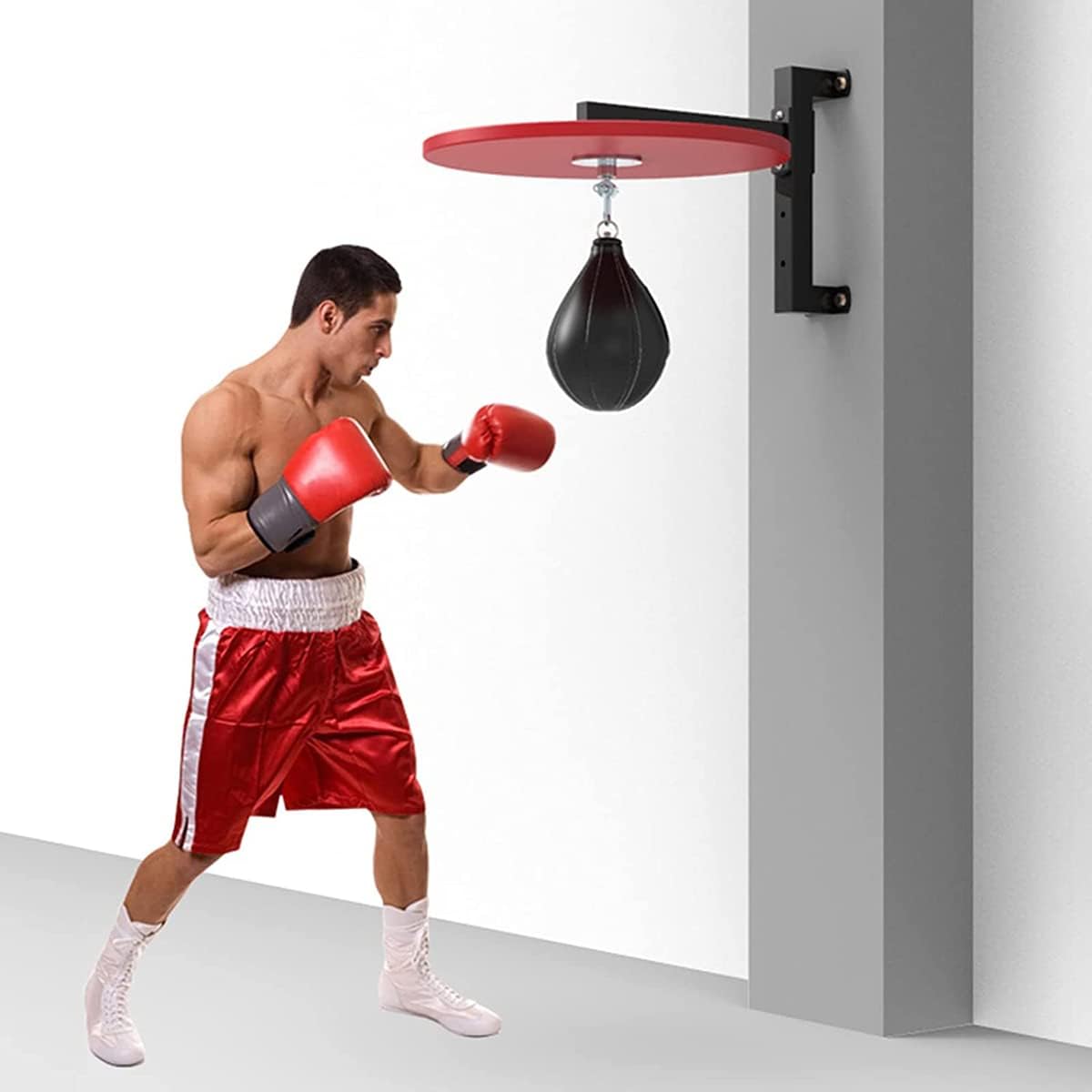 Wall Mount Adjustable Speed Punching Bags for Boxing & Heavy Bag, with Stand Bag Platform, for Doorway, Door, Garage & Home Gym