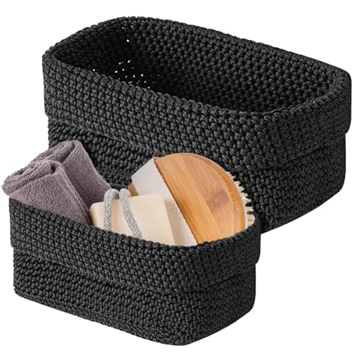 2 Pcs Häkelkorb, Körbe Aufbewahrung, Aufbewahrungskorb Geflochten...
