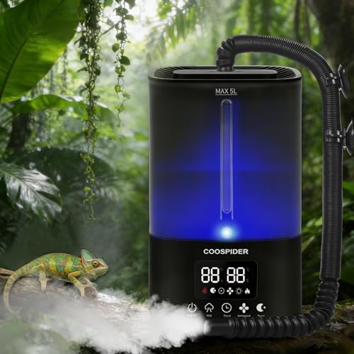 COOSPIDER 5L Reptile Fogger Humidifier, Automatic Humidifiers for Reptiles Tank,...