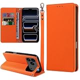 MINIKA いPhone17Pro ケース 手帳型 ストラップ付き 高級PUレザー iPhone 17 Pro 用 ケース 手帳型 アイフォン17pro 携帯カバー 耐衝撃 おしゃれ スマホケース カード収納 横置きスタンド機能 内蔵マグネット 開閉式 両面 360度 全面保護 上質な手触り 擦り傷防止 汗や指紋防止 耐汚れ（オレンジ）