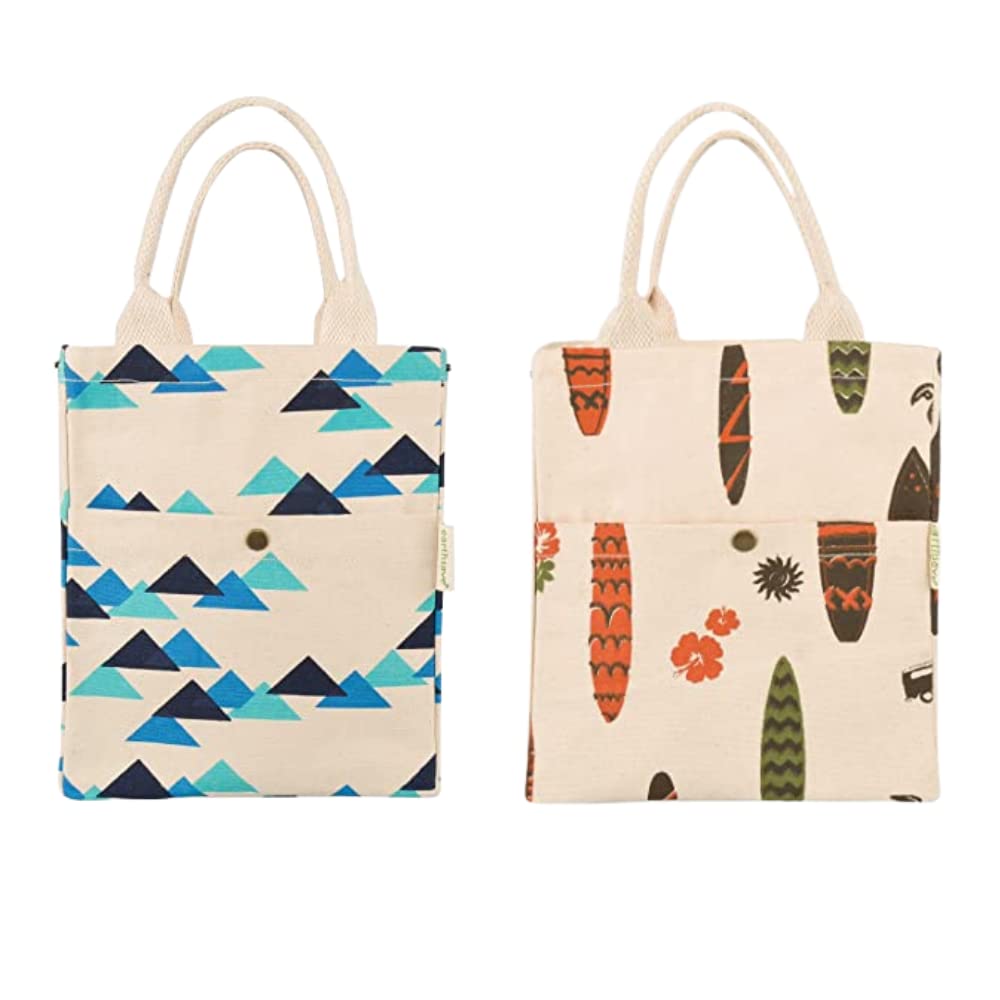 earthsave Insulated Lunch Bag for Office Women & Men (Pack of 2) | Eco-Friendly Canvas Tiffin Bags for School, Cotton Drawstring Lunch Bag for Kids| Cloth Lunch Box Bags | Orange &Blue (B0BRJG9YFM) Amazon Price History, Amazon Price Tracker