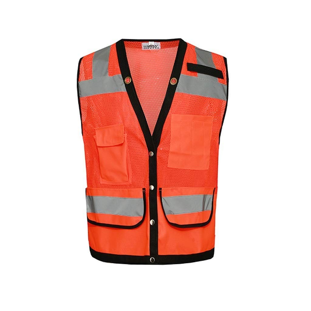 Gilet Haute Visibilité, Gilet Réfléchissant Maille Respirante En Été Gilet De Sécurité Pour Chantier De Construction Polyvalent (Couleur : Fluorescent orange)