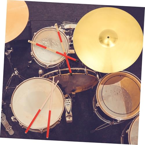 Conjunto de baquetas no deslizantes Kisangel de madera con cepillos de nailon y bolsa de almacenamiento, baquetas rojas 5A para niños, niñas y principiantes para práctica y uso escolar miniatura 5