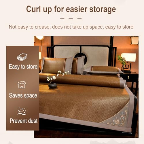 Tapis rafraîchissant d'été en bambou pliable lit 120cm bicolore