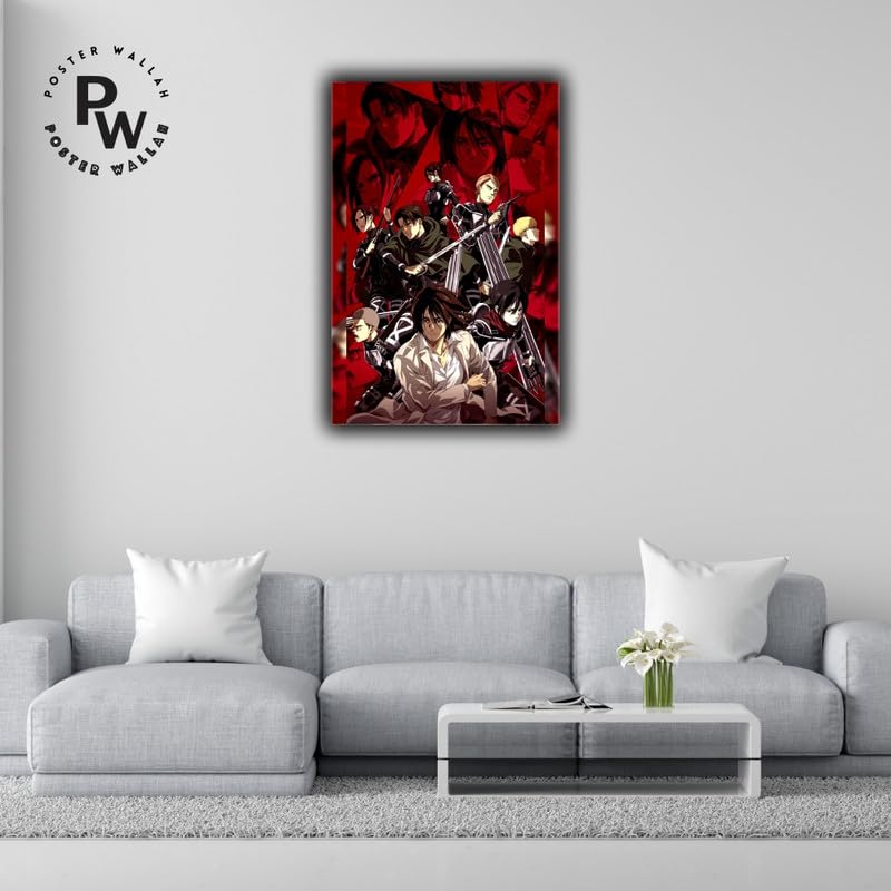 Image of POSTER WALLAH Attack On Titan Anime Poster for Home Office and Student Room Wall | Aesthetic Poster | Wall Decor ATCKONTTN06 (18X12 inch)